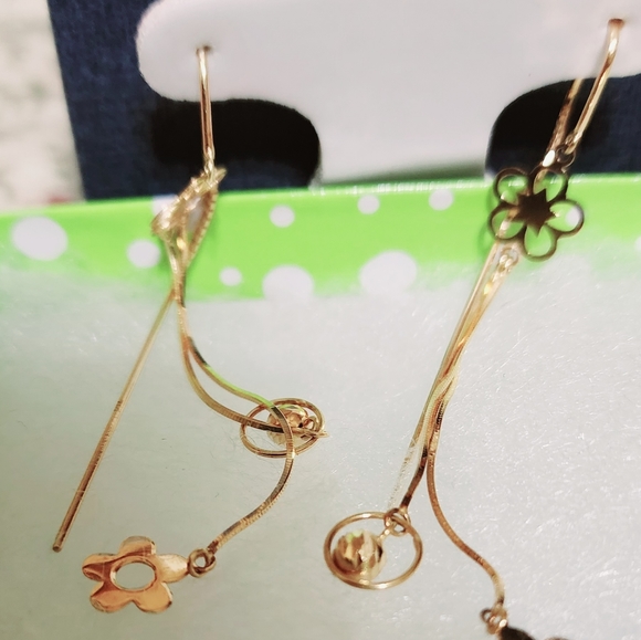 18k Solid Gold Long Earring NWT - Picture 10 of 12